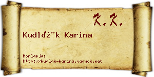 Kudlák Karina névjegykártya
